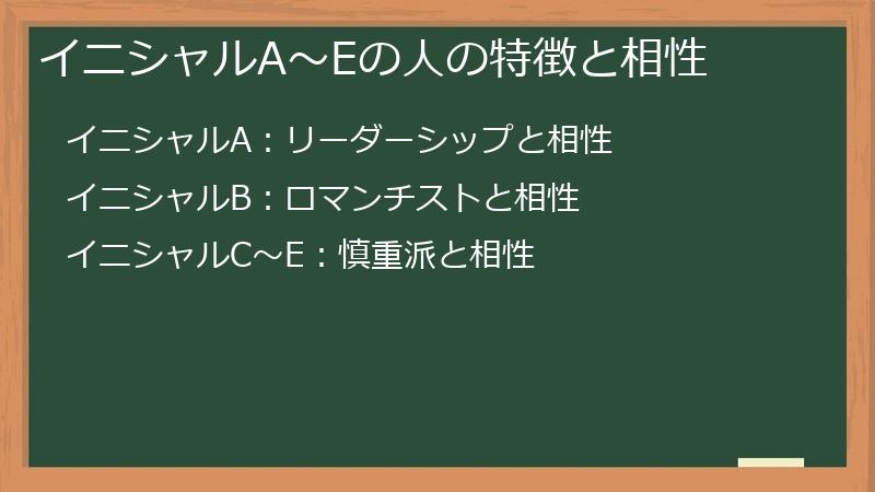 イニシャルA〜Eの人の特徴と相性
