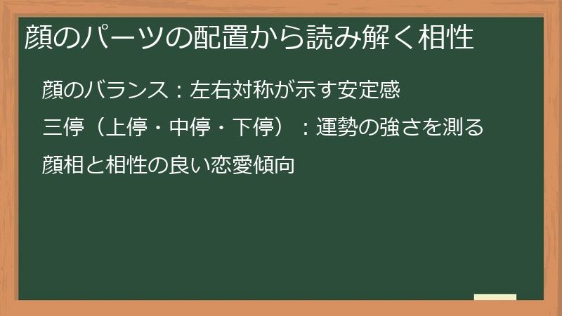 顔のパーツの配置から読み解く相性
