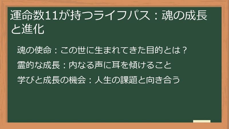 運命数11が持つライフパス：魂の成長と進化