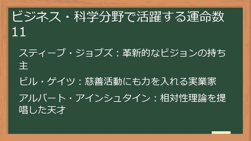 ビジネス・科学分野で活躍する運命数11