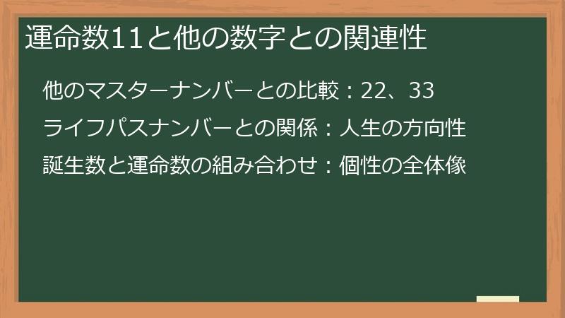 運命数11と他の数字との関連性