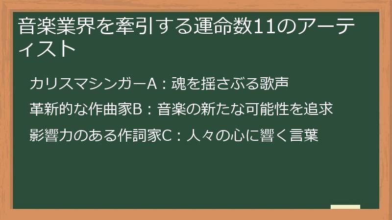 音楽業界を牽引する運命数11のアーティスト