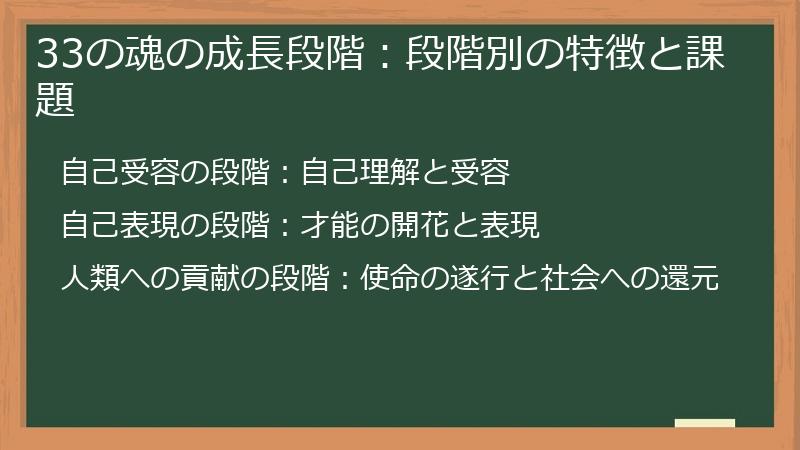 33の魂の成長段階：段階別の特徴と課題