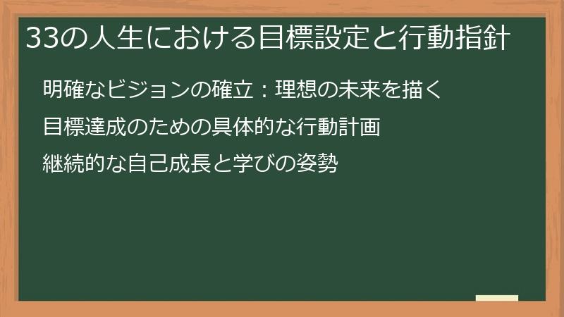 33の人生における目標設定と行動指針