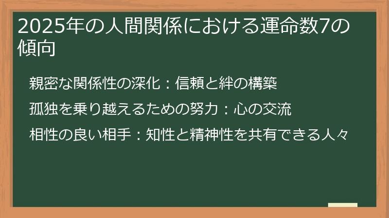 2025年の人間関係における運命数7の傾向