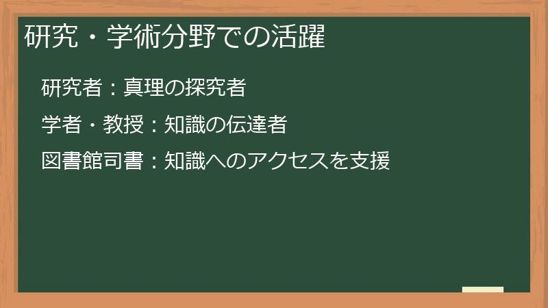研究・学術分野での活躍
