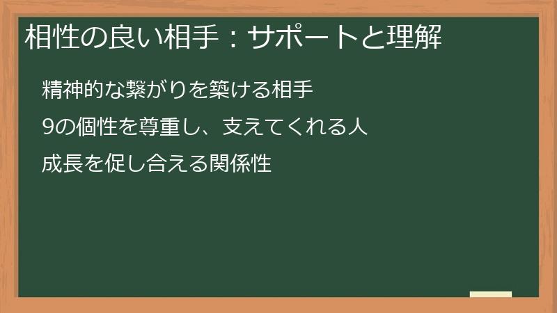 相性の良い相手：サポートと理解