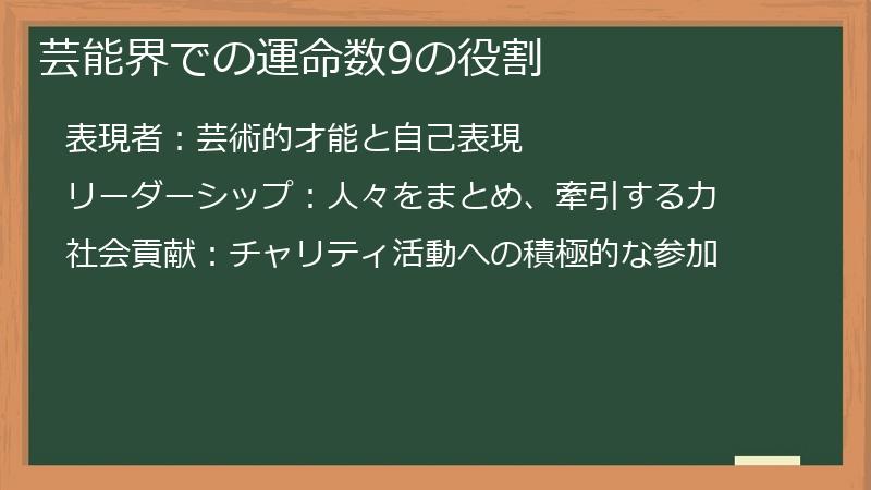 芸能界での運命数9の役割