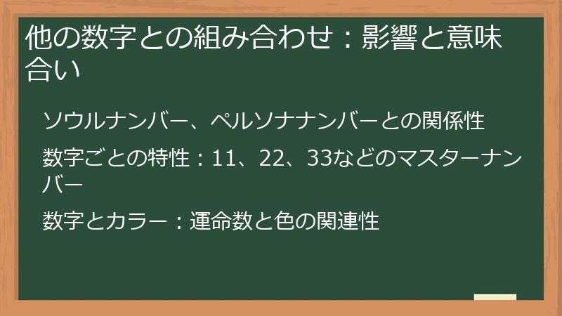 他の数字との組み合わせ：影響と意味合い