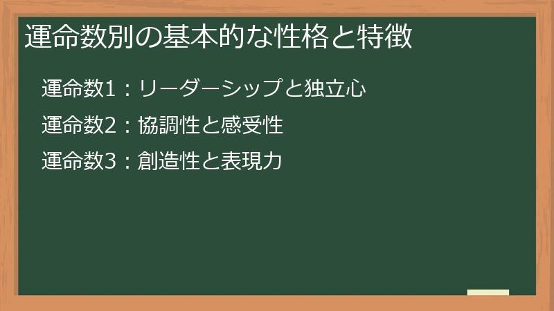 運命数別の基本的な性格と特徴