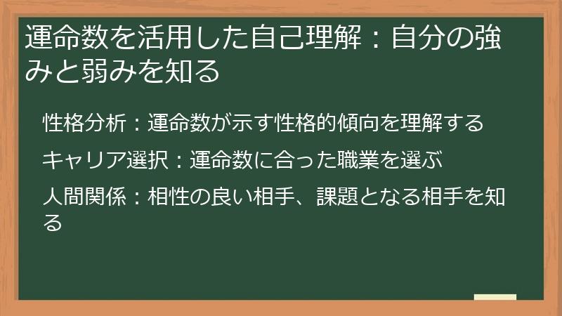運命数を活用した自己理解:自分の強みと弱みを知る