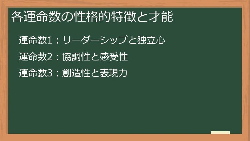 各運命数の性格的特徴と才能