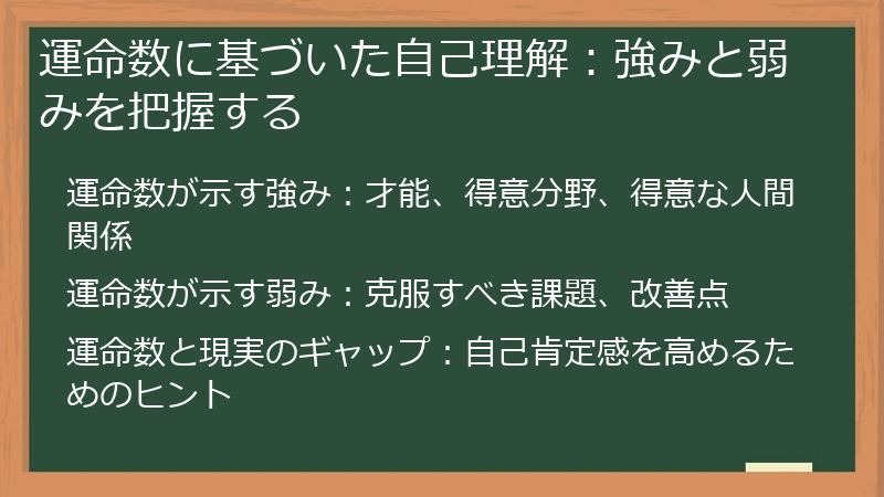 運命数に基づいた自己理解：強みと弱みを把握する