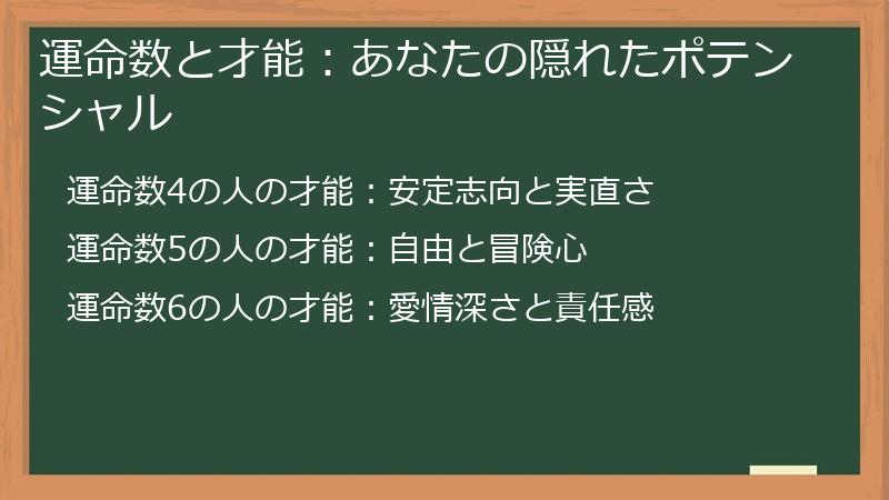運命数と才能：あなたの隠れたポテンシャル