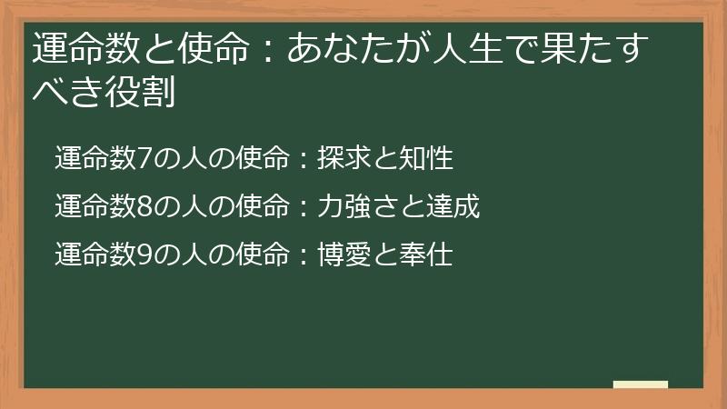 運命数と使命：あなたが人生で果たすべき役割