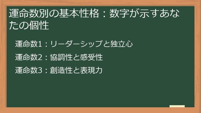 運命数別の基本性格：数字が示すあなたの個性