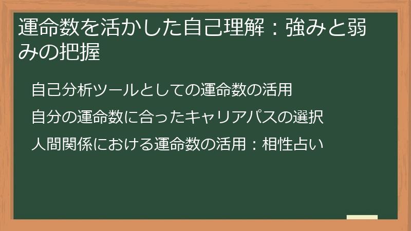 運命数を活かした自己理解:強みと弱みの把握