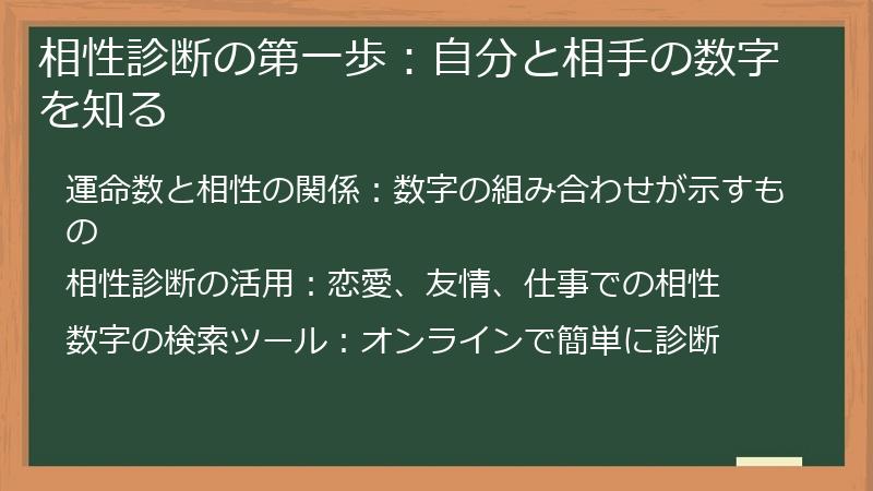 相性診断の第一歩：自分と相手の数字を知る
