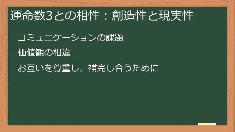 運命数3との相性：創造性と現実性