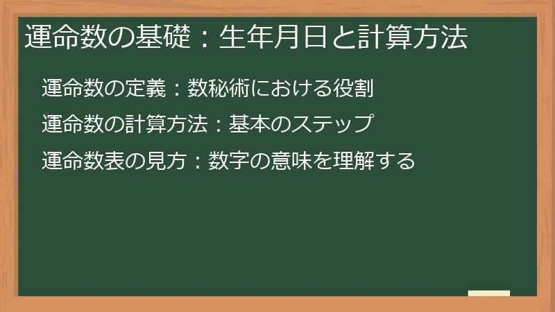 運命数の基礎：生年月日と計算方法
