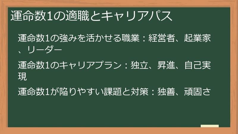 運命数1の適職とキャリアパス