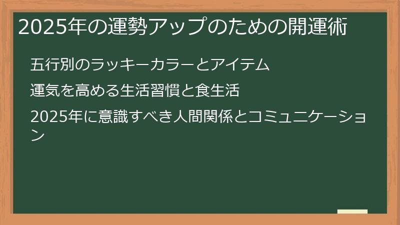 2025年の運勢アップのための開運術