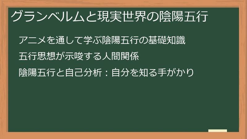 グランベルムと現実世界の陰陽五行