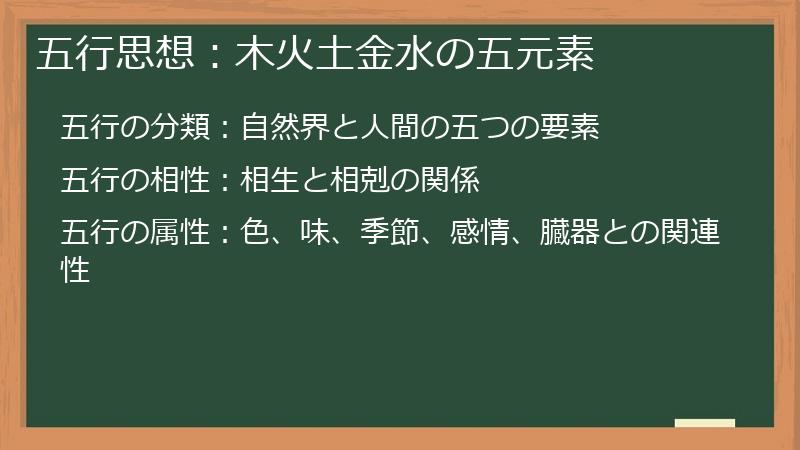 五行思想：木火土金水の五元素