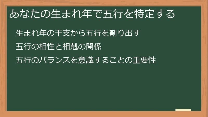 あなたの生まれ年で五行を特定する
