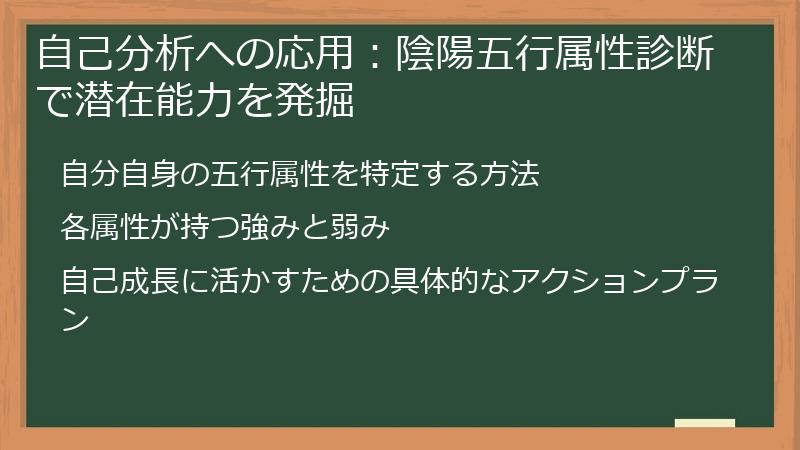 自己分析への応用：陰陽五行属性診断で潜在能力を発掘