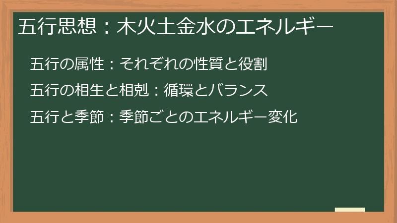 五行思想：木火土金水のエネルギー