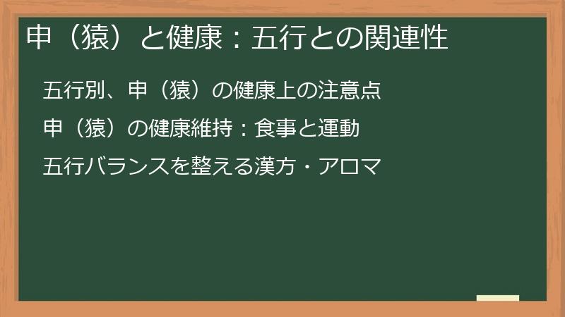 申（猿）と健康：五行との関連性