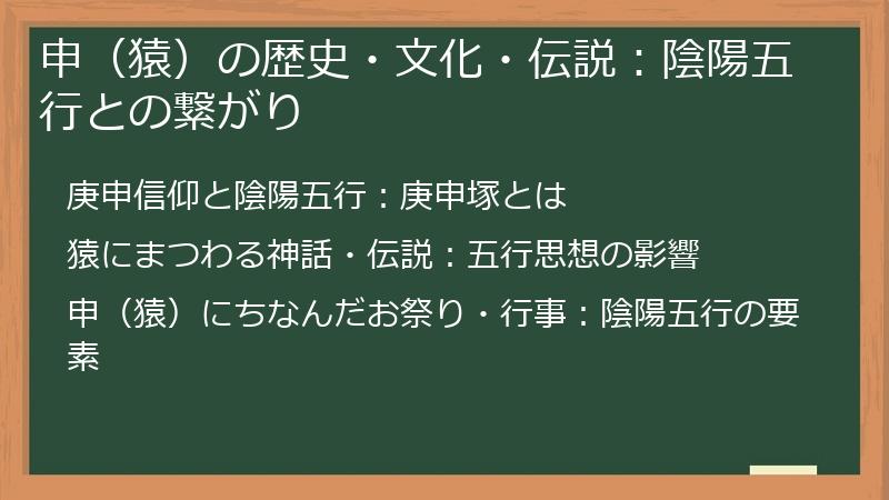 申（猿）の歴史・文化・伝説：陰陽五行との繋がり