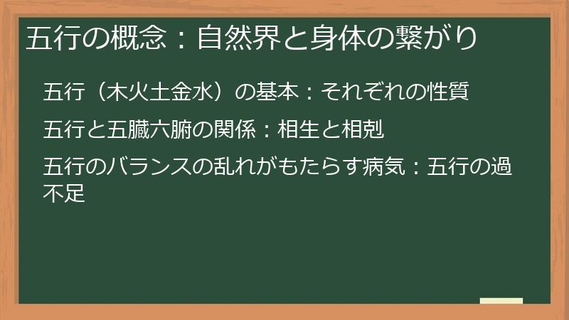 五行の概念：自然界と身体の繋がり