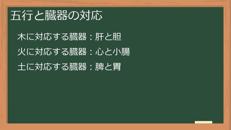 五行と臓器の対応