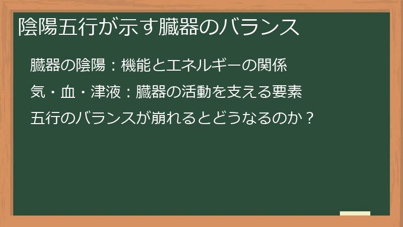 陰陽五行が示す臓器のバランス