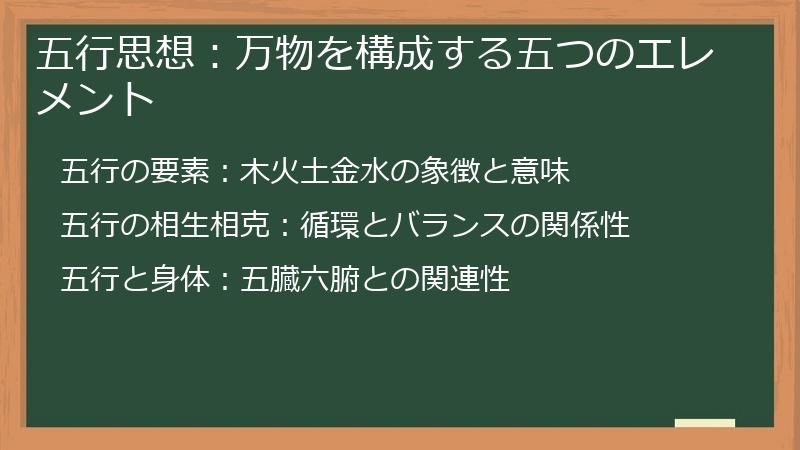 五行思想：万物を構成する五つのエレメント