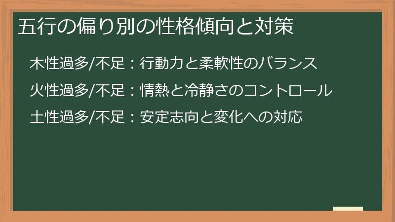 五行の偏り別の性格傾向と対策
