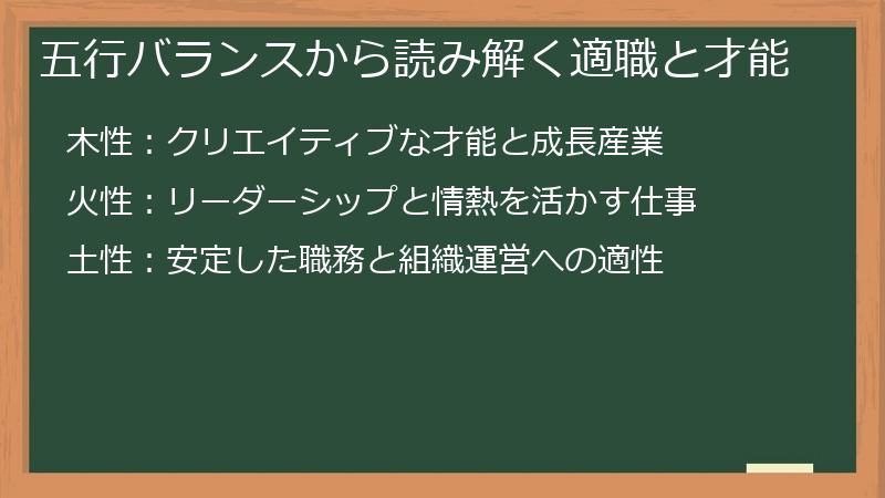 五行バランスから読み解く適職と才能