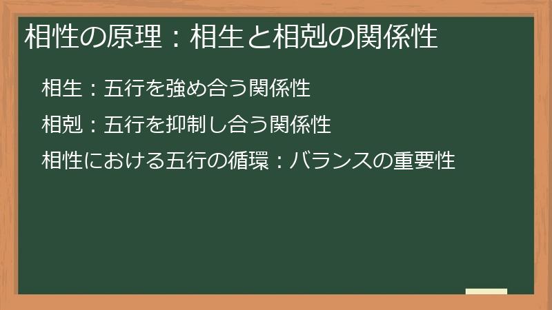 相性の原理：相生と相剋の関係性