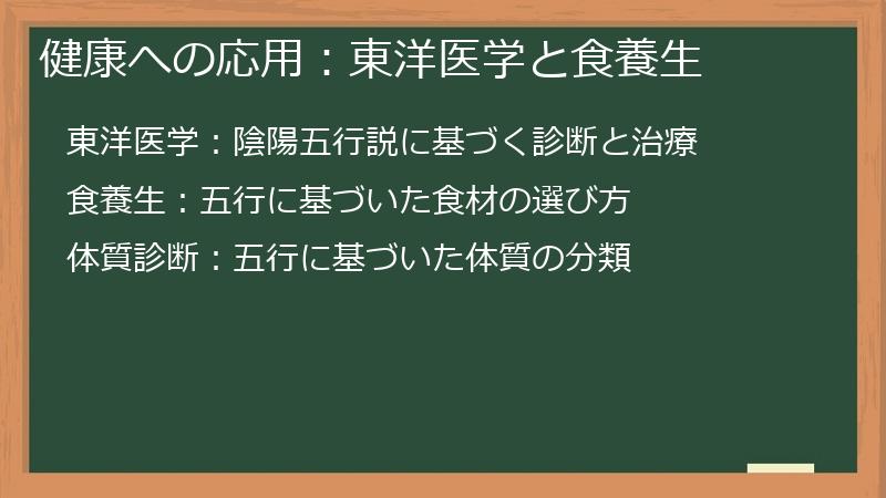 健康への応用：東洋医学と食養生