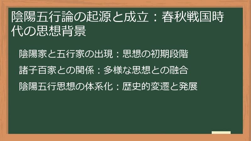 陰陽五行論の起源と成立：春秋戦国時代の思想背景