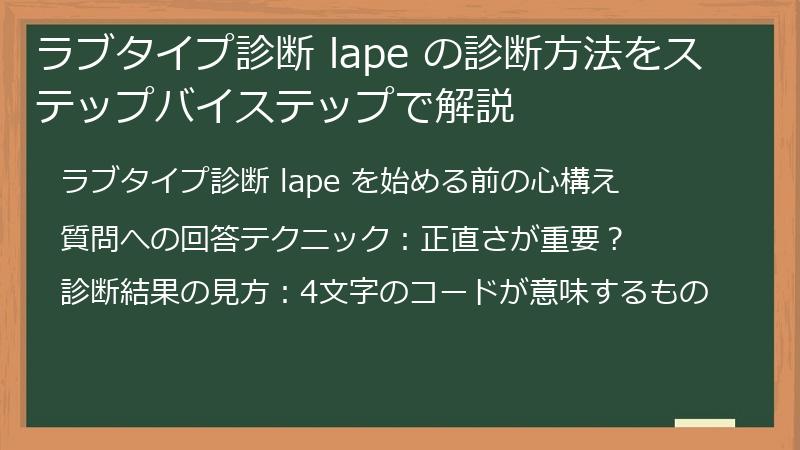 ラブタイプ診断 lape の診断方法をステップバイステップで解説