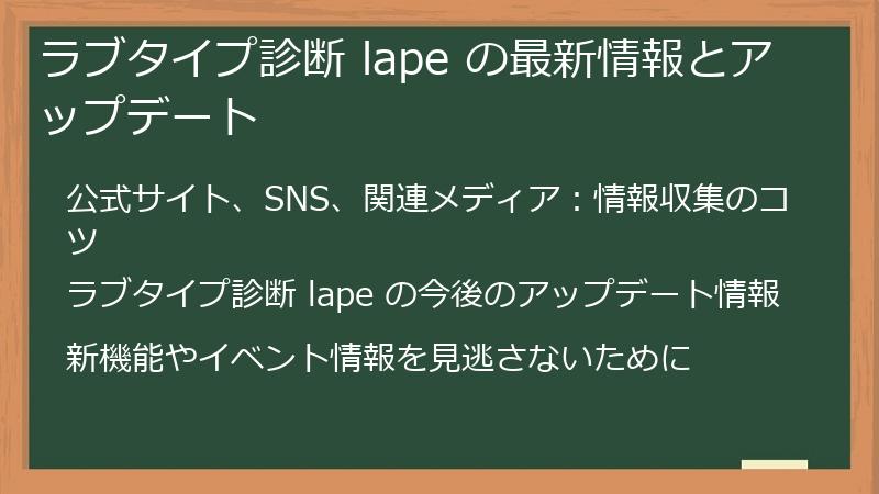 ラブタイプ診断 lape の最新情報とアップデート