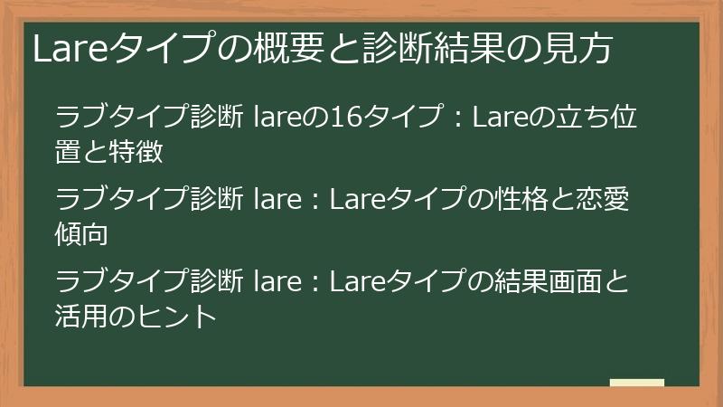 Lareタイプの概要と診断結果の見方