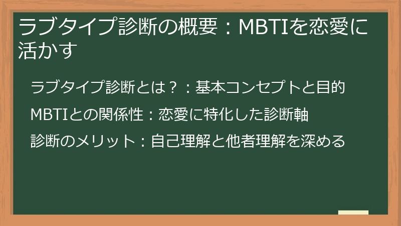ラブタイプ診断の概要：MBTIを恋愛に活かす