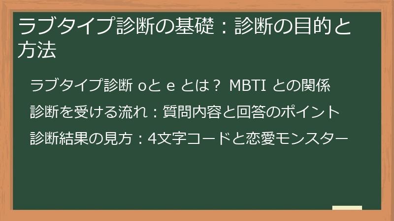 ラブタイプ診断の基礎：診断の目的と方法