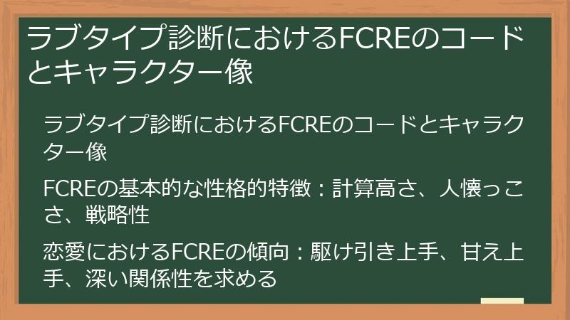 ラブタイプ診断におけるFCREのコードとキャラクター像