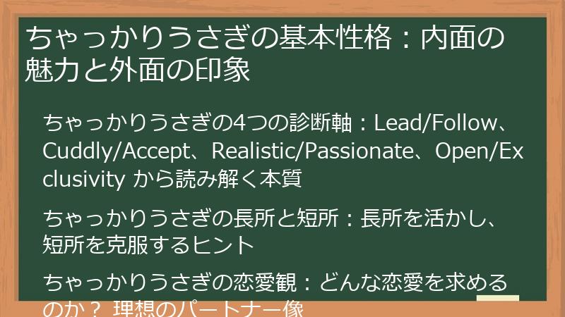 ちゃっかりうさぎの基本性格：内面の魅力と外面の印象