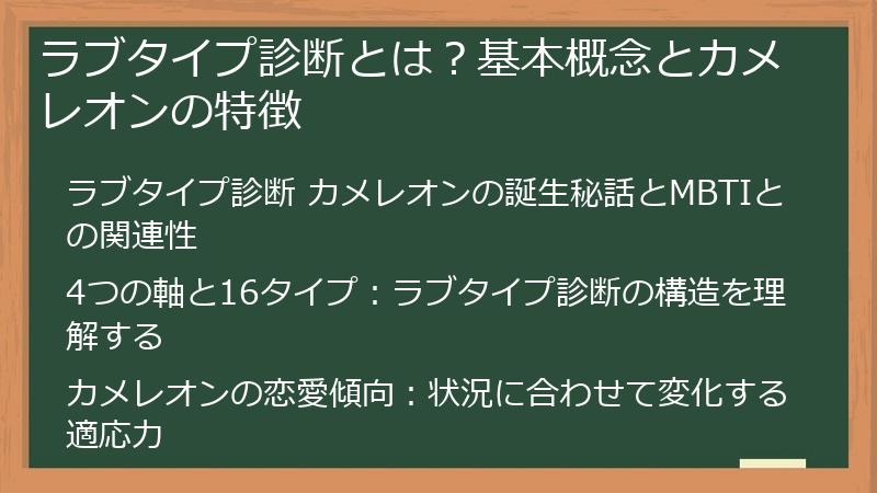 ラブタイプ診断とは？基本概念とカメレオンの特徴
